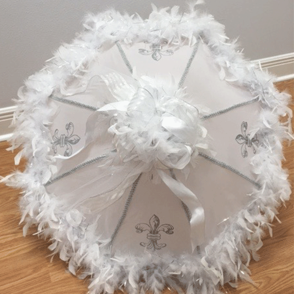 Silver Decoration on a White Umbrella