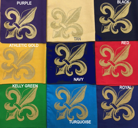 Large Gold Fleur de Lis on Color Handkerchiefs (Dozen)