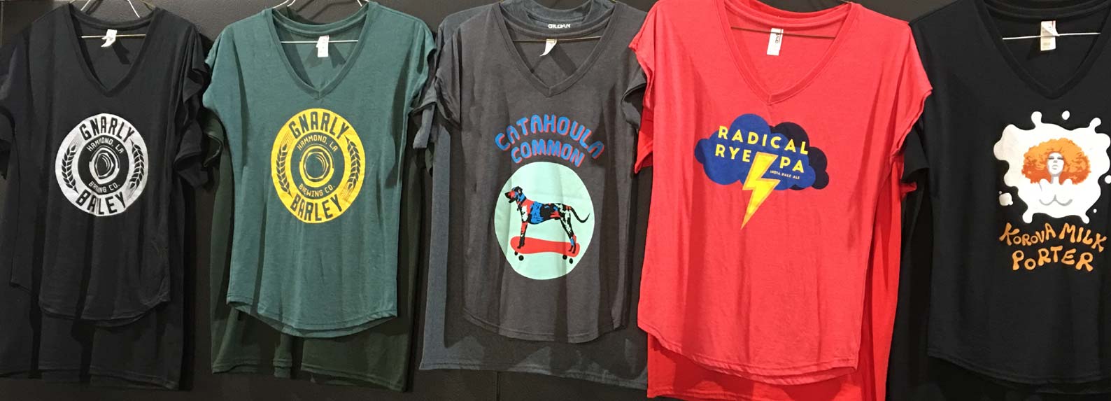 GNARLY BARLEY, CATAHOULA COMMON, RADICAL RYE, KOROVA MILK PORTER Sample T-shirt images